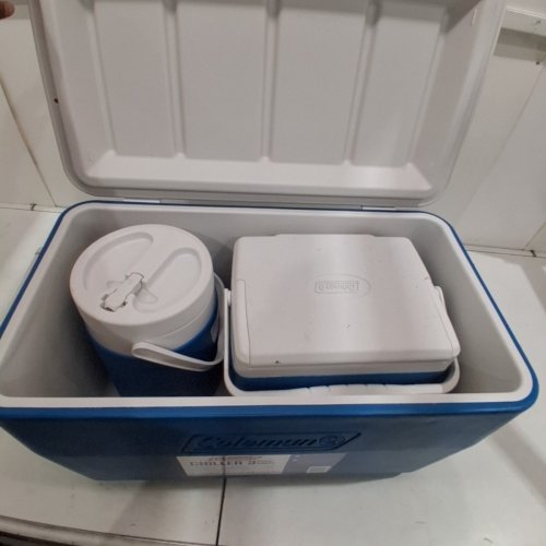 3PC COLEMAN 48QT COOLER WITH 9QT MINI-COOLER AND 1GAL JUG - BLUE - (MODEL: 2207791) image 5