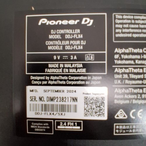 PIONEER DJ CONTROLLER TABLE - 9 V, 3A - BLACK (MODEL: DDJ-FLX4) image 5