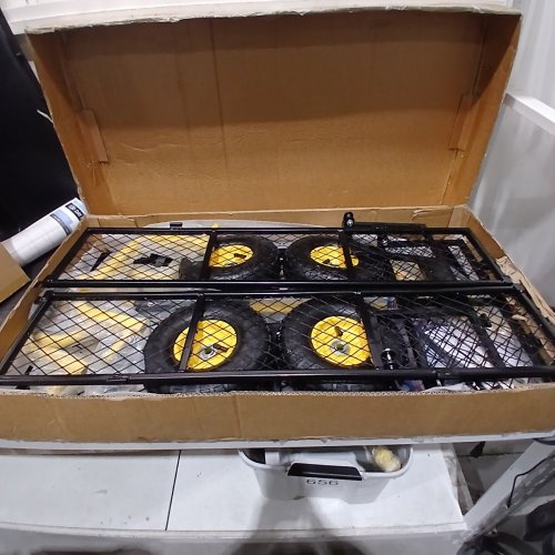 REAL RELAX MESH STEEL GARDEN CART -- 880 LBS MAX - BLACK AND YELLOW image 2