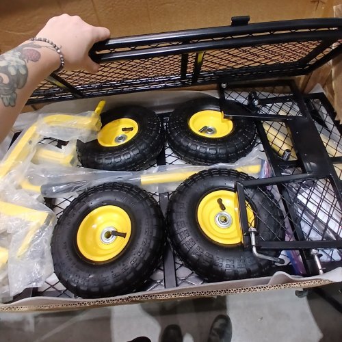 REAL RELAX MESH STEEL GARDEN CART -- 880 LBS MAX - BLACK AND YELLOW image 3