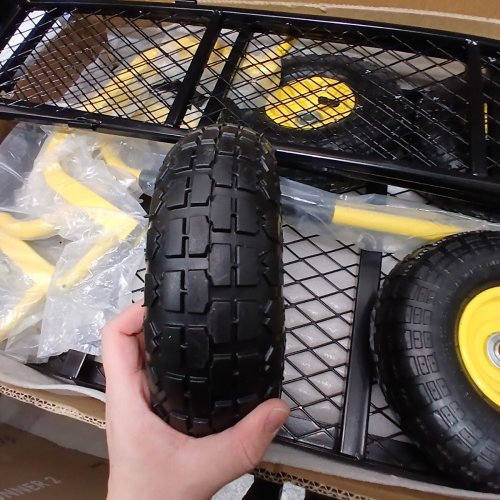 REAL RELAX MESH STEEL GARDEN CART -- 880 LBS MAX - BLACK AND YELLOW image 4