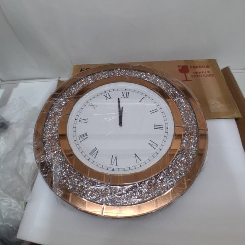 ARTLOGE DIAMOND MIRROR DECORATIVE WALL CLOCK - 23" - ROSE GOLD (MODEL: JJ-XM1369) image 3