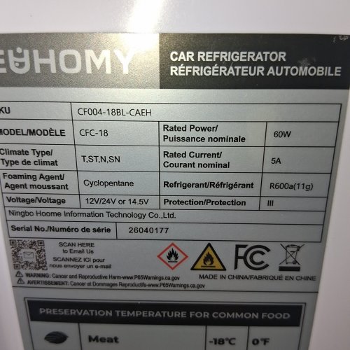 EUHOMY PORTABLE CAR REFRIGERATOR WITH APP CONTROL - 18L - 12V - -4℉~68℉ - BLACK/GREY (MODEL: CFC-18) image 10