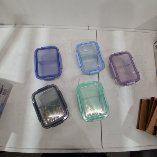 10PC ELLO COLOUR LOCK DIVIDED GLASS MEAL PREP SET - 800ML - MULTICOLOUR (MODEL: 1901809) image 2