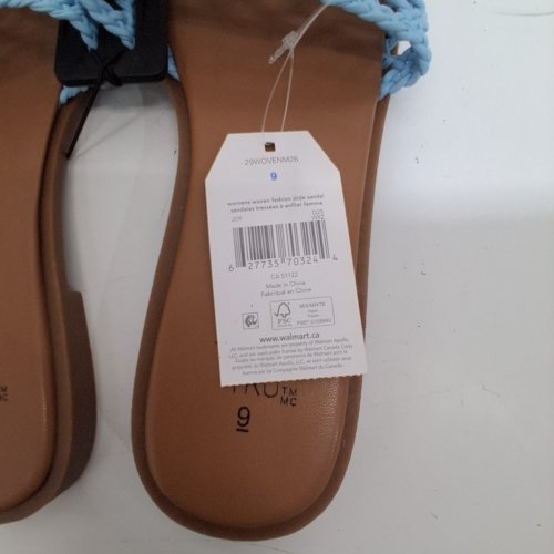 WOMEN'S TIME AND TRU WOVEN SLIDE SANDALS - 9 - BLUE image 3