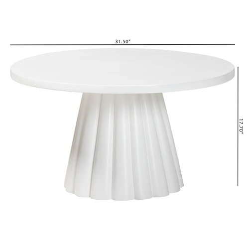 PARVANA ROUND COFFEE TABLE WITH FLUTED PEDESTAL BASE - WHITE (MODEL: 14451) image 2
