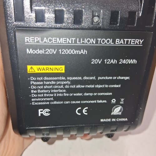 2PK REPLACEMENT LITHIUM-ION TOOL BATTERY - 20V - 12AG - YELLOW/BLACK (MODEL: 20V) image 2
