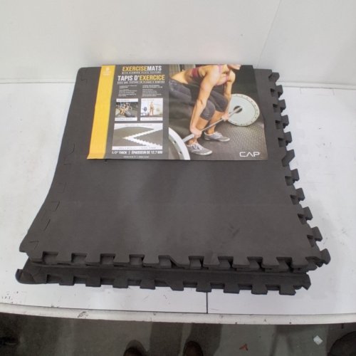6PK CAP GYM FLOOR FOAM INTERLOCKING EXERCISE MATS - 24" X 24" X 1/2" - BLACK (MODEL:MT-2206AM) image 2