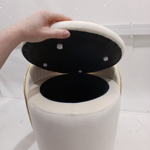 KLASIKA UPHOLSTERED VELVET VANITY STOOL WITH SWIVEL WHEELS - BEIGE (MODEL: NEEKO) image 8