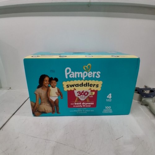 100PK PAMPERS SWADDLERS UP TO 100% LEAKPROOF BABY DIAPERS - SIZE 4 (15-34LBS) image 2