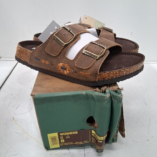 WOMEN'S ROPER TWO STRAP FOOTBED AZTEC STITCH DELILAH TAN SANDAL - 8 - TAN (MODEL: 09-021-0607-3424) image 3