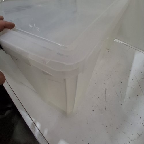 BANKERS BOX PLASTIC STORAGE BIN - 70L - CLEAR/BLUE (MODEL: 7731003) image 3