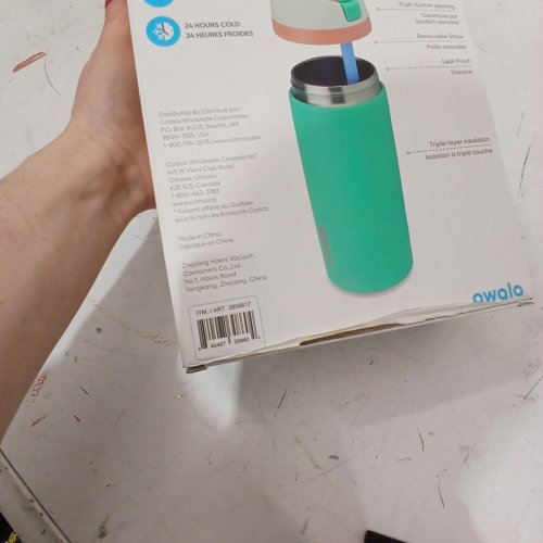 OWALA FREESIP STAINLESS STEEL WATER BOTTLES WITH STRAW - 16 OZ - BLUE/GREEN (MODEL: 2856617) image 2