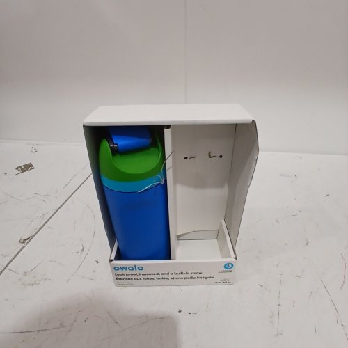 OWALA FREESIP STAINLESS STEEL WATER BOTTLES WITH STRAW - 16 OZ - BLUE/GREEN (MODEL: 2856617) image 3