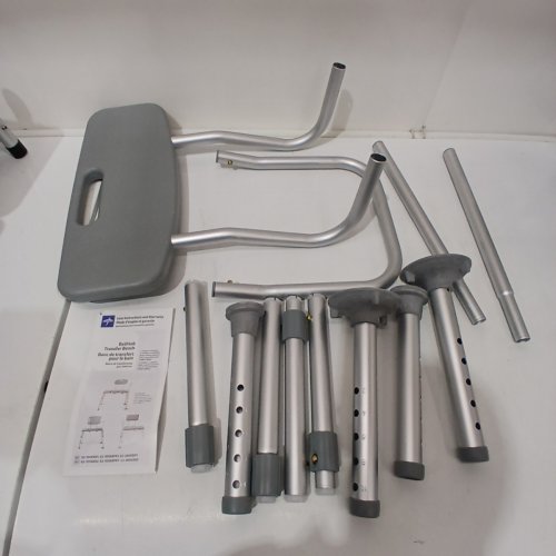 MEDLINE HEIGHT ADJUSTABLE TRANSFER BENCH WITH BACKREST - GREY (MODEL: G3-100KBRX1) image 4
