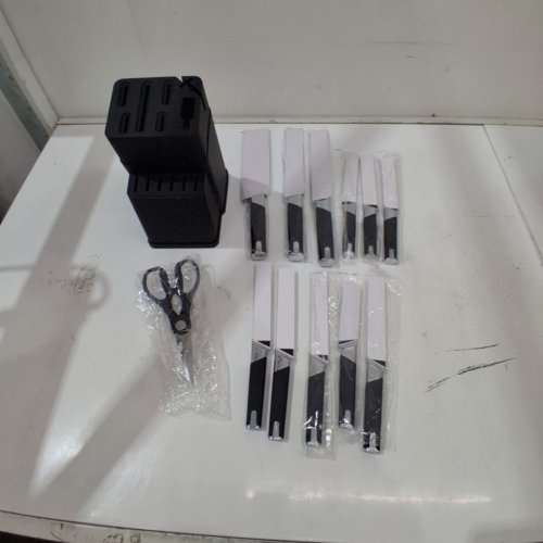 13PC HEESEM KNIVE BLOCK SET WITH SHEARS - BLACK image 2
