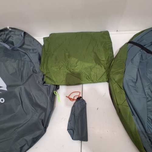 RIVENLO DOUBLE LAYER WATERPROOF POP-UP CAMPING TENT WITH CARRYING BAG - FITS 5-6 PEOPLE - GREEN/GREY image 3