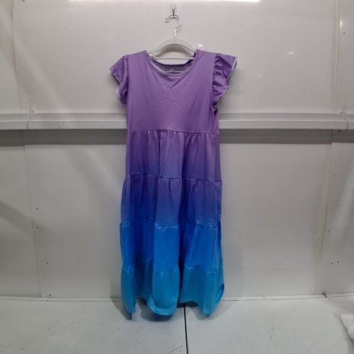 GIRLS ROUND NECK FLUTTER SLEEVE SUMMER DRESS - SMALL image 2