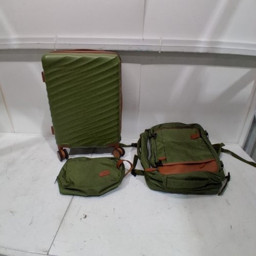 3PC VELAYBOR LUGGAGE SET - GREEN AND BROWN (MODEL: HT-25350) image 4