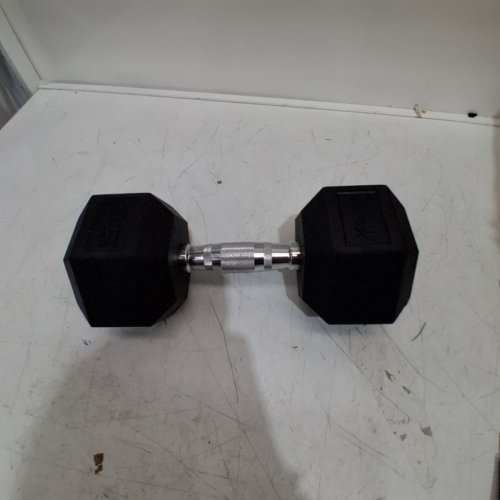 YES4ALL HEX DUMBBELL WITH CHROME GRIP - 35LBS -BLACK/SILVER image 2