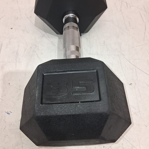 YES4ALL HEX DUMBBELL WITH CHROME GRIP - 35LBS -BLACK/SILVER image 3