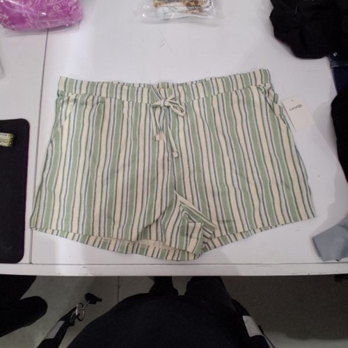 WOMEN'S GEORGE STRIPED JERSEY COTTON SHORTS - LARGE - GREEN/CREAM/BLUE (STYLE: GRS60428LD) image 2