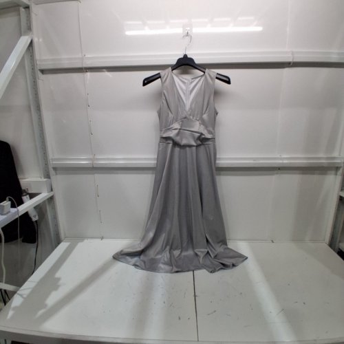 WOMEN'S STATIN MAXI DRESS - SMALL - GREY image 2