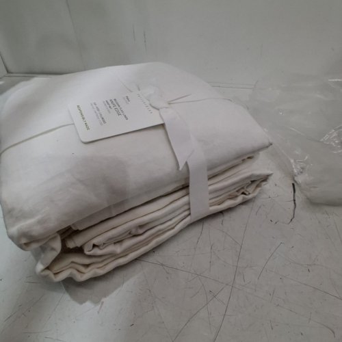 POTTERY BARN BELGIAN FLAX LINEN SHEET SET - FULL - WHITE (STYLE: KNIFE EDGE) image 3