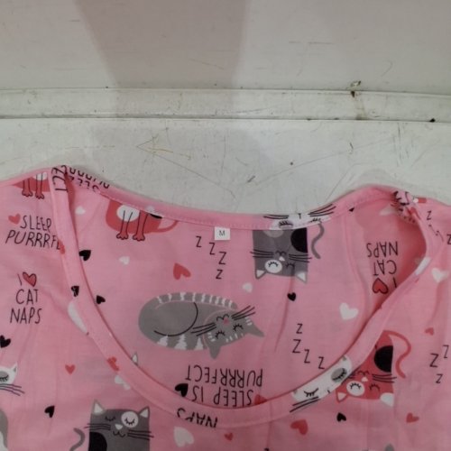 WOMAN'S LONG SLEEVE NIGHTGOWN - MEDIUM -PINK CAT image 2