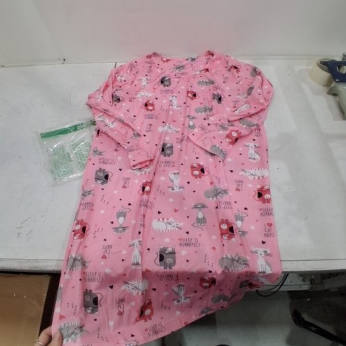 WOMAN'S LONG SLEEVE NIGHTGOWN - MEDIUM -PINK CAT image 3