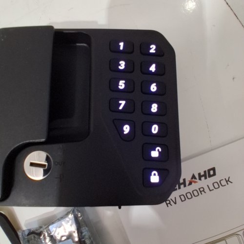 EHAHO 5-IN-1 WATERPROOF AUTO LOCK SMART RV DOOR KEYLESS ENTRY LOCK/DOOR LATCH REPLACEMENT - WITH 100FT BLUETOOTH APP, FINGERPRINT, REMOTES & KEYS - BLACK - (MODEL: JD-RV2) image 2