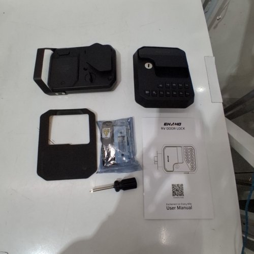 EHAHO 5-IN-1 WATERPROOF AUTO LOCK SMART RV DOOR KEYLESS ENTRY LOCK/DOOR LATCH REPLACEMENT - WITH 100FT BLUETOOTH APP, FINGERPRINT, REMOTES & KEYS - BLACK - (MODEL: JD-RV2) image 3