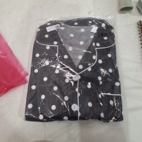 2PC WOMAN'S POLKA DOT PAJAMA SET - SMALL - BLACK\WHITE image 2