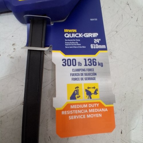 IRWIN QUICK-GRIP ONE-HANDED BAR CLAMP/SPREADER - 24" - 300LB CLAMP FORCE - BLUE/BLACK (MODEL:1964720) image 2