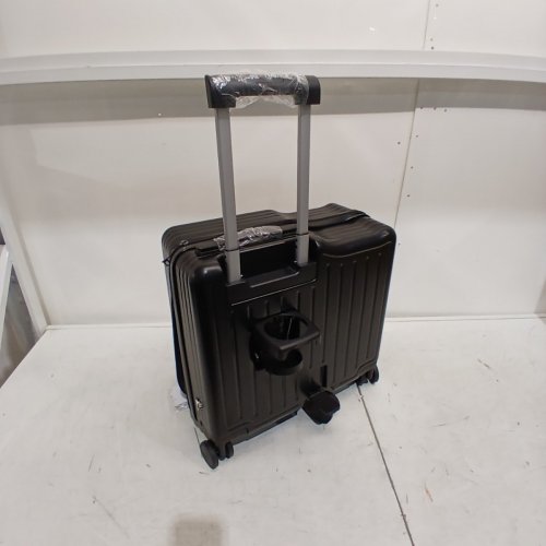 TRENDVIBE RIBBED KIDS SIT ON SUITCASE WITH CUP HOLDER HARDSHELL CARRY ON LUGGAGE - 18" X 17" X 6" - BLACK image 3