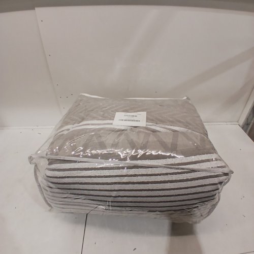 6PC LANCO MODERN LIFESTYLE COTTON COMFORTER BEDDING SET, ALL SEASON - QUEEN - GREY, OFF WHITE, BEIGE image 4