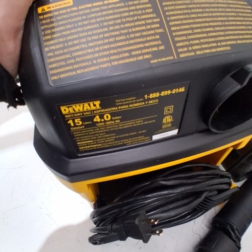 DEWALT PORTABLE WET/DRY SHOP VAC - 4GAL - 5HP - YELLOW/BLACK (MODEL: ‎DXV04T) image 4