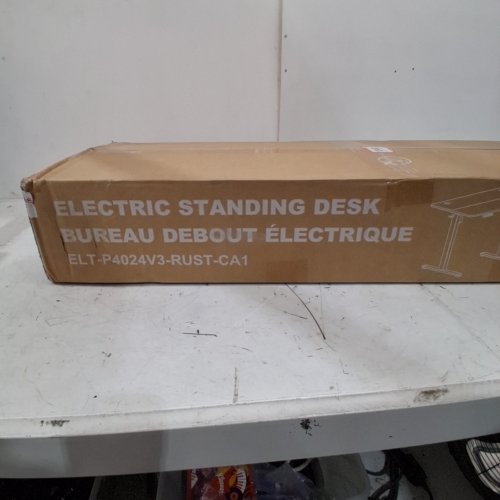 SWEETCRISPY ELECTRIC STANDING DESK WITH WIRE HOLE & HANGING HOOKS - 40" X 24" - RUSTIC BROWN/BLACK - (MODEL: ELT-P4024V3-RUST-CA1) image 3