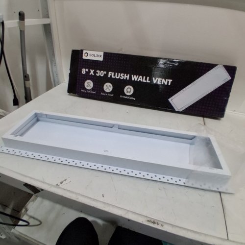 FLUSH MOUNT ULTRA MINIMAL WALL AND CEILING VENT COVER WITH DRYWALL LIGHT BEAD - 8" X 30" - WHITE image 3