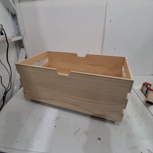 BRIGHTROOM PINE WOOD ROLLING CRATE - 24" X 8.8" X 10.7" - NATURAL WOOD image 2