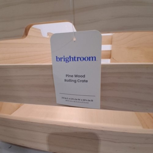BRIGHTROOM PINE WOOD ROLLING CRATE - 24" X 8.8" X 10.7" - NATURAL WOOD image 5