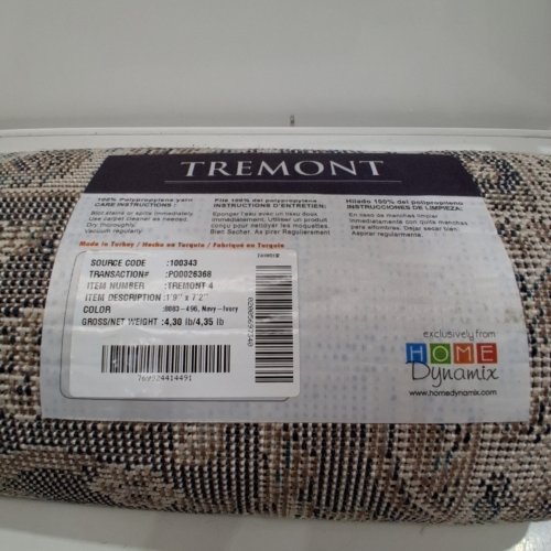 TREMONT AREA RUG CARPET - 2FT X 7FT - BLUE/IVORY (MODEL: TREMONT 4) image 2