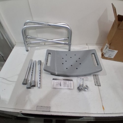 MEDLINE GUARDIAN EASY CARE ECONOMY BARIATRIC BATH SHOWER CHAIR WITHOUT BACK - 15"-20"H 12"D 550LBS MAX - WHITE/GREY (MODEL: G2-202BX1) image 2