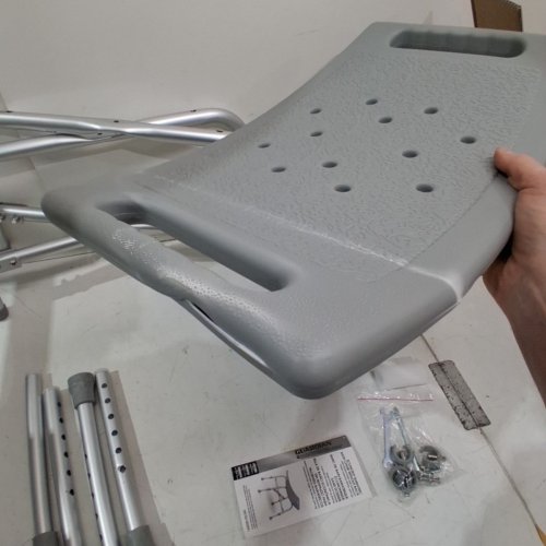 MEDLINE GUARDIAN EASY CARE ECONOMY BARIATRIC BATH SHOWER CHAIR WITHOUT BACK - 15"-20"H 12"D 550LBS MAX - WHITE/GREY (MODEL: G2-202BX1) image 4