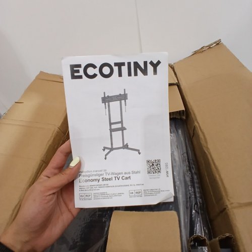 ECOTINY ROLLING TV STAND - FOR 32"-85" TVS - 187LBS CAP (MODEL: HW 1285BK) image 3