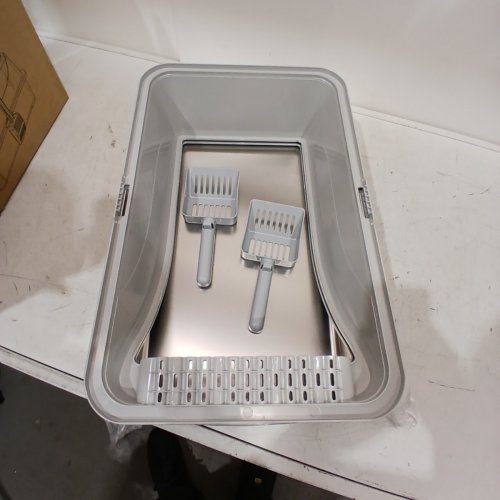 2PK KISENG STAINLESS STEEL CAT LITTER BOXES - EXTRA LARGE (14.9"X22.8"X10.2") - GREY image 3
