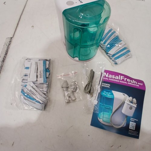 NASALFRESH MD PREMIUM BUNDLE–DUAL POWERED NASAL IRRIGATION SYSTEM WITH 60 SALINE PACKETS - WHITE image 4