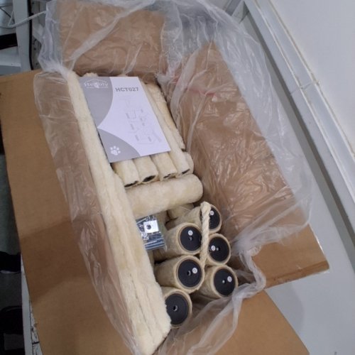 HEYBLY MULTI-TIER CAT TOWER/TREE WITH SCRACTHING BOARD AND BIG CAVES - 68" - BEIGE (MODEL: HCT027M) image 2