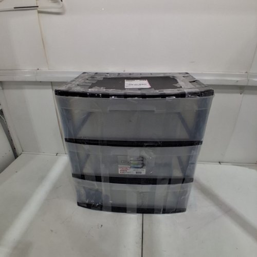 STERILITE 3-DRAWER STORAGE UNIT WITH WHEELS - 15.2" X 21 .8" X 25.6" - GREY / BLACK (ITEM: 2930LAB 9C) image 2