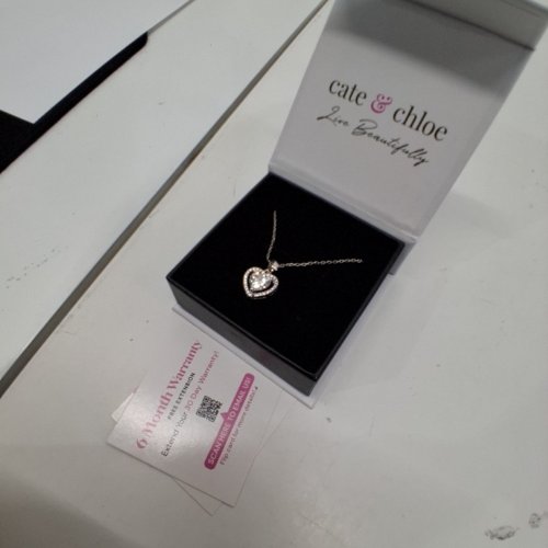 WOMENS CATE & CHLOE HEART PENDANT NECKLACE - 16-18" LENGTH -SILVER TONE (STYLE: CCGM10016NK) image 4